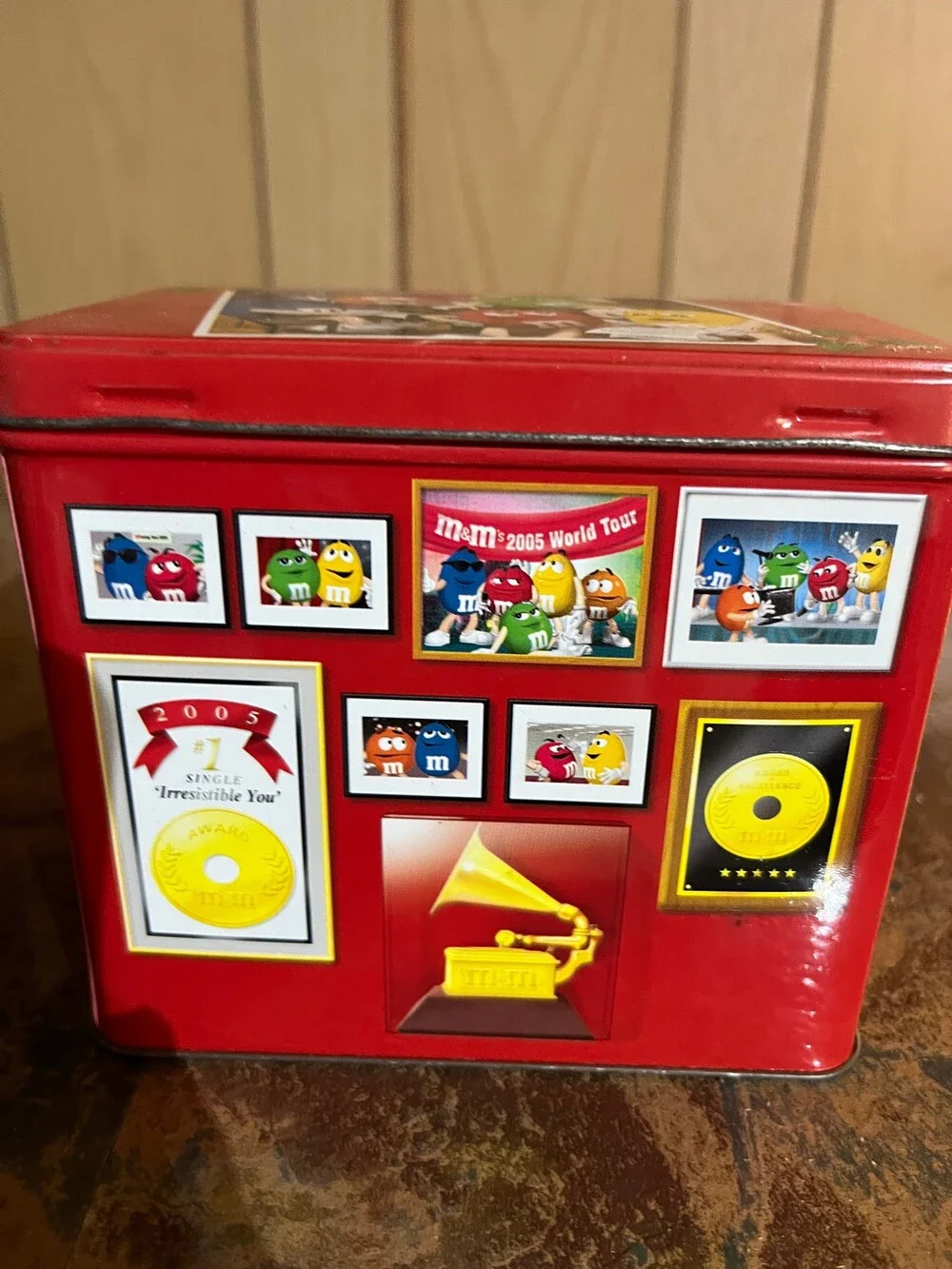 M&M 2005 World Tour Red Metal Tin Collectible Candy Container